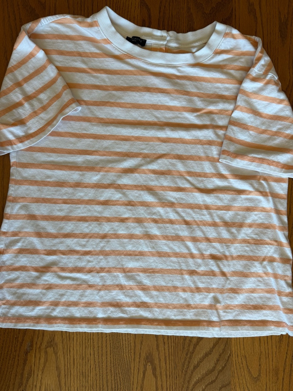 Talbots White and Peach Striped Petite Tee